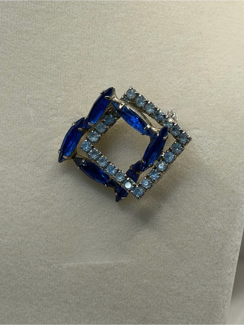 Sapphire-Blue Crystal Square Brooch - Women Jewelry